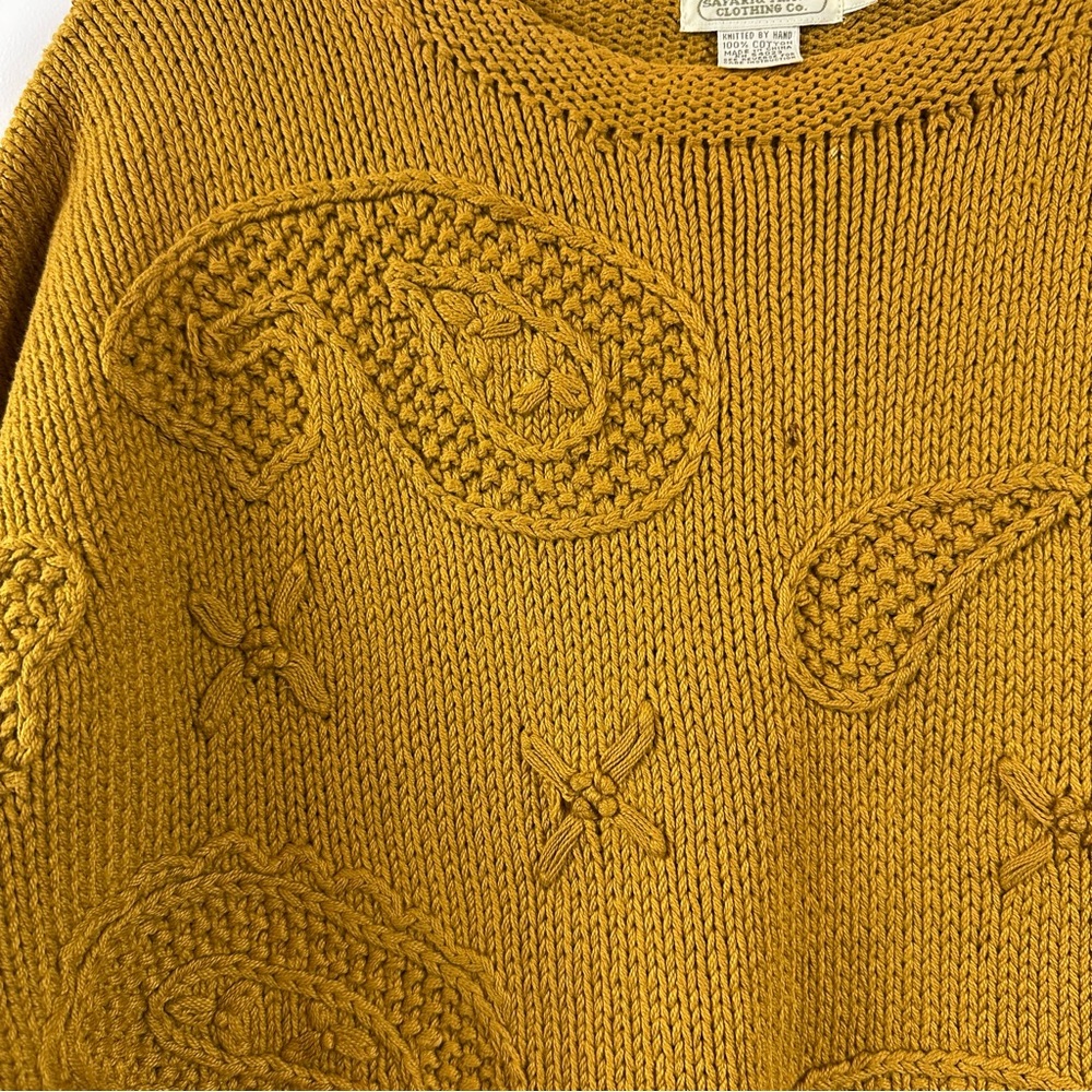 VTG Banana Republic Boatneck Knit Sweater Paisley  Medium 100% Cotton - Picture 4 of 8